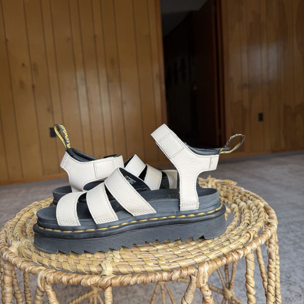 Dr. Marten's Womens Blaire Pisa Parchment Beige Leather Strap Sandals US 5 EU 36 - Picture 8 of 16